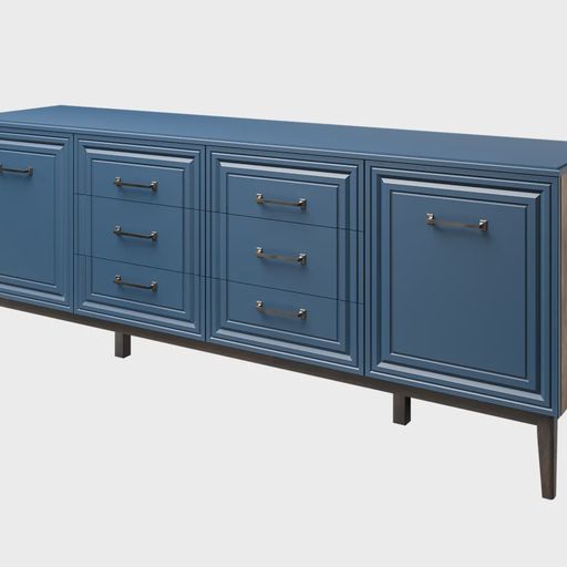 Комод «Гориция», сапфировый, 6 ящиков, 2 дверцы